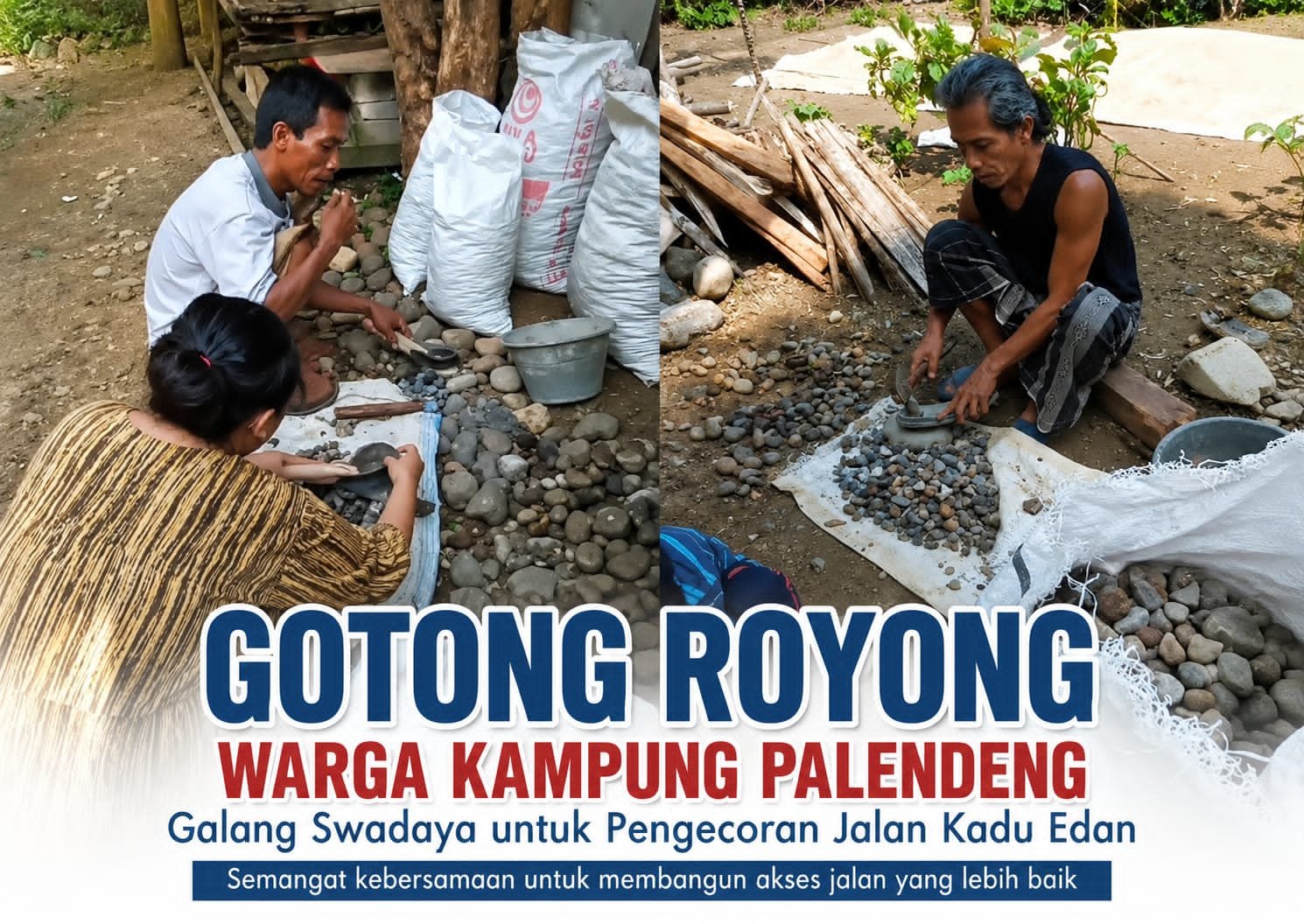 Warga Kampung Palendeng Gotong Royong Galang Swadaya untuk Pengecoran Jalan Kadu Edan
